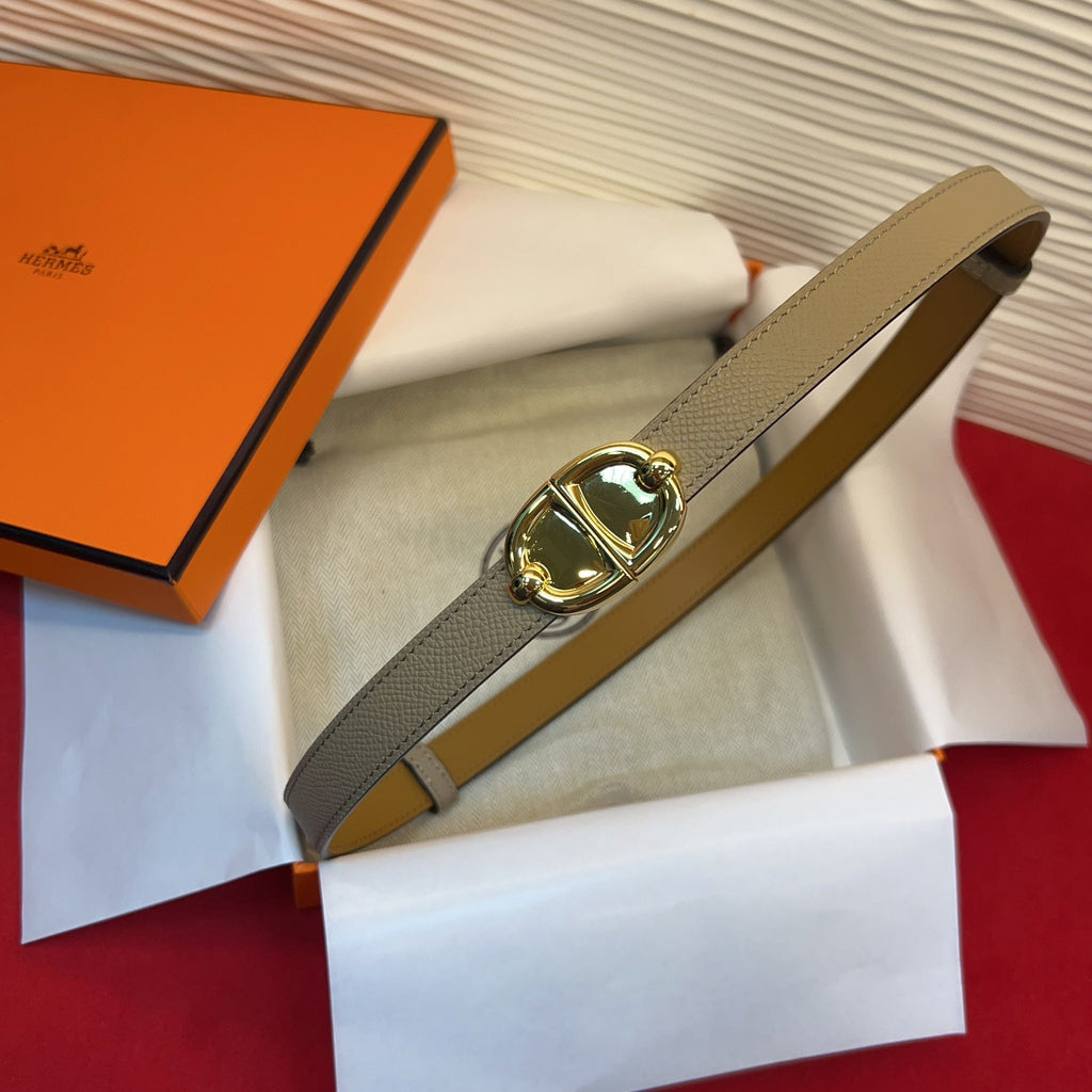 HM Chaine d'Ancre Belt 18MM Grey Epsom Calfskin GHW 212441