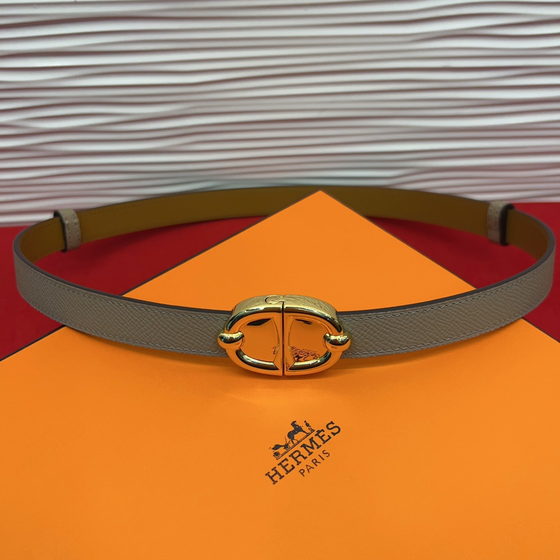 HM Chaine d'Ancre Belt 18MM Grey Epsom Calfskin GHW 212441