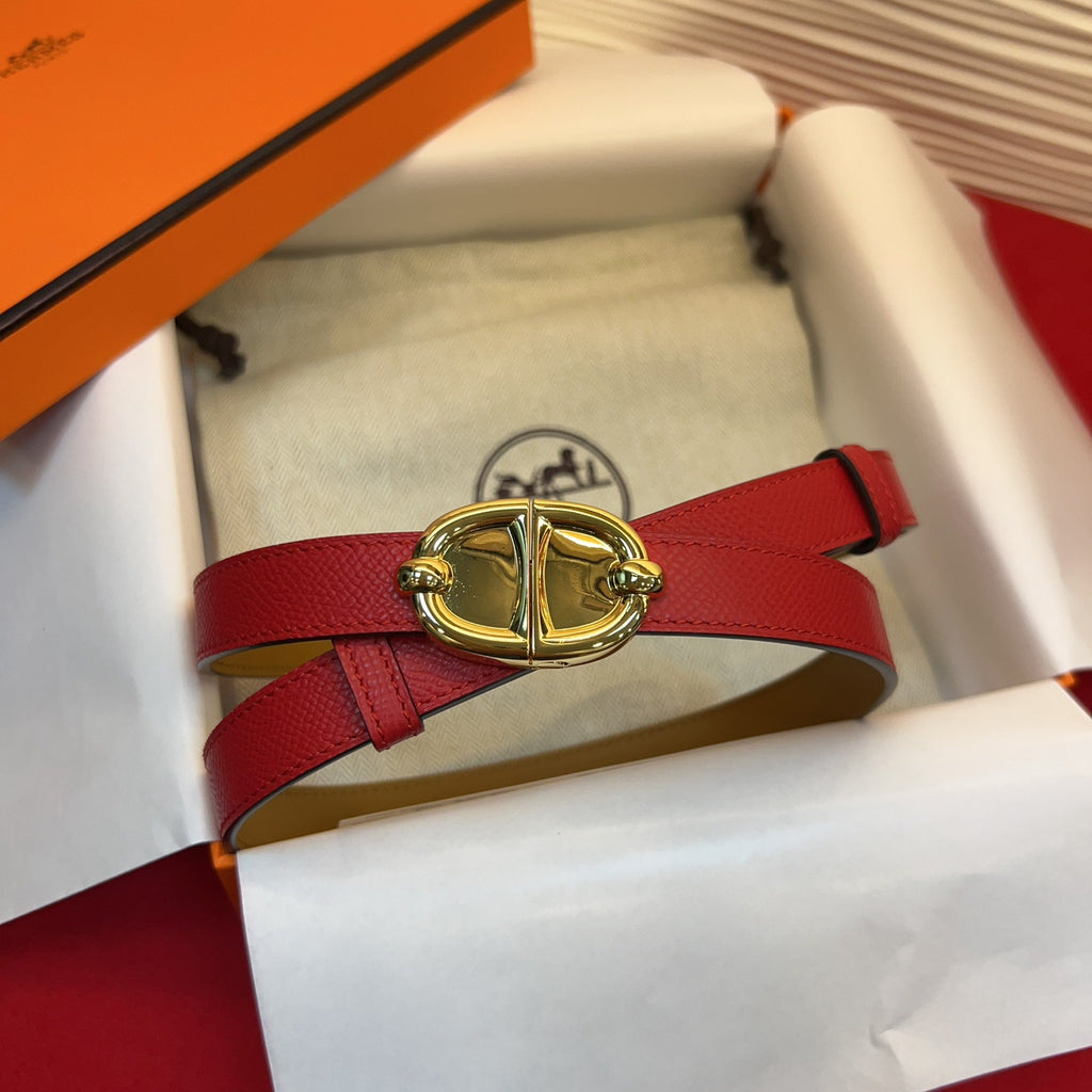 HM Chaine d'Ancre Belt 18MM Red Epsom Calfskin GHW 212442