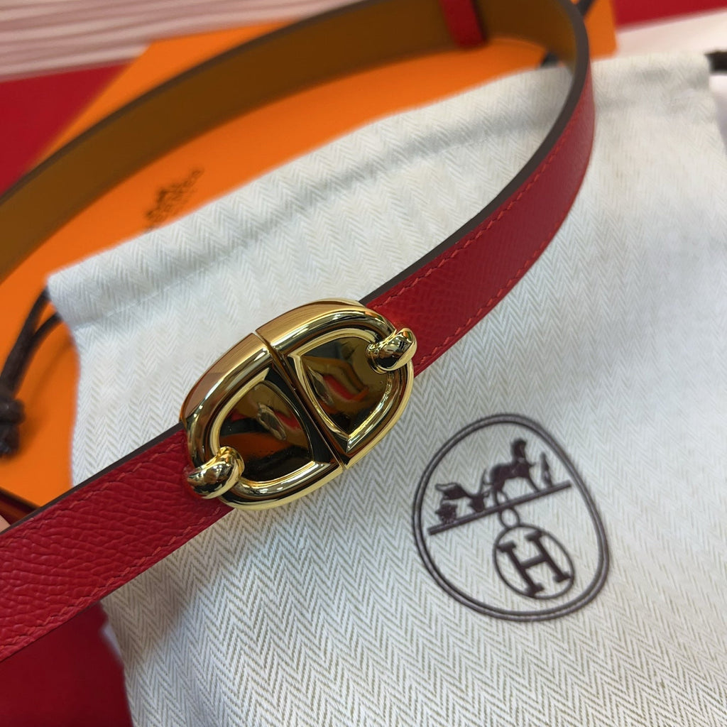 HM Chaine d'Ancre Belt 18MM Red Epsom Calfskin GHW 212442