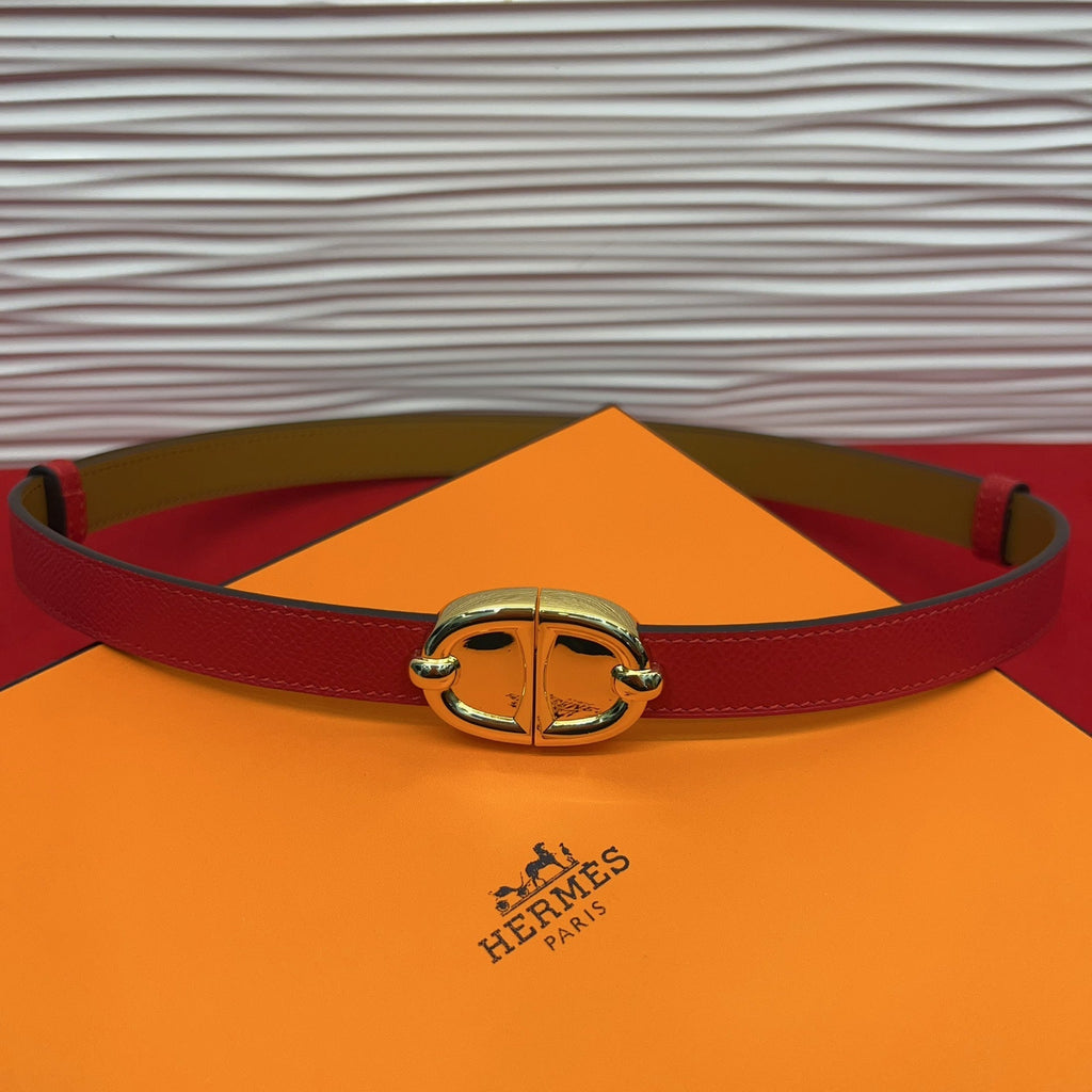 HM Chaine d'Ancre Belt 18MM Red Epsom Calfskin GHW 212442