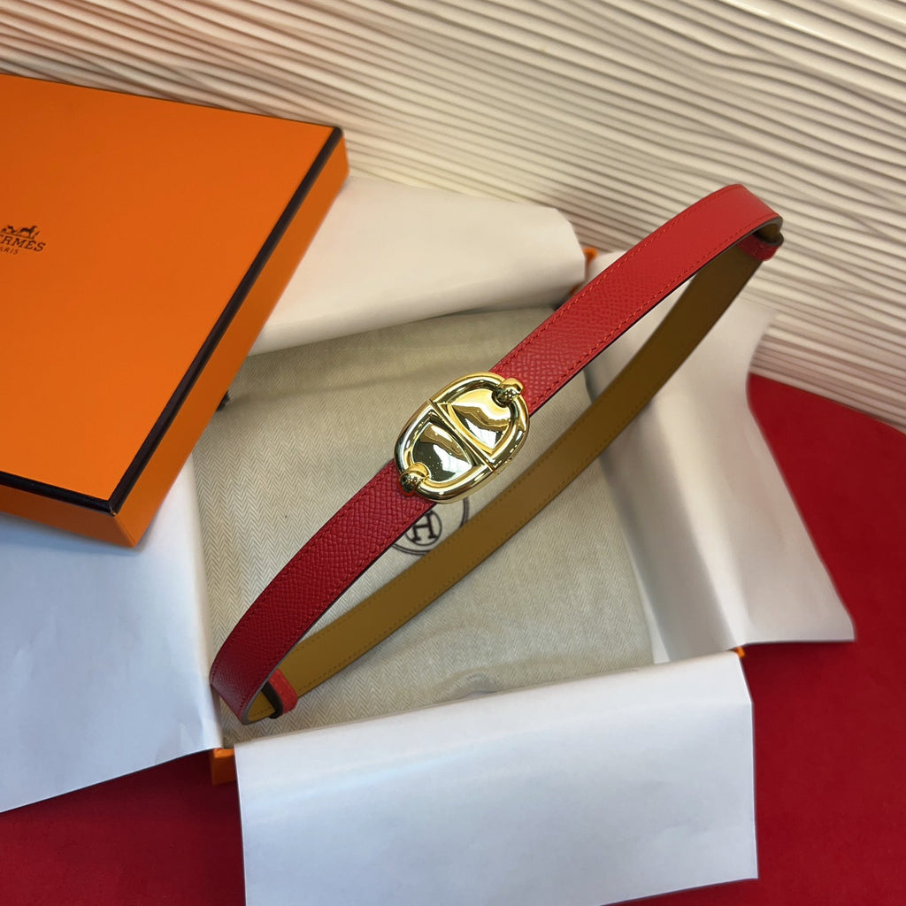 HM Chaine d'Ancre Belt 18MM Red Epsom Calfskin GHW 212442