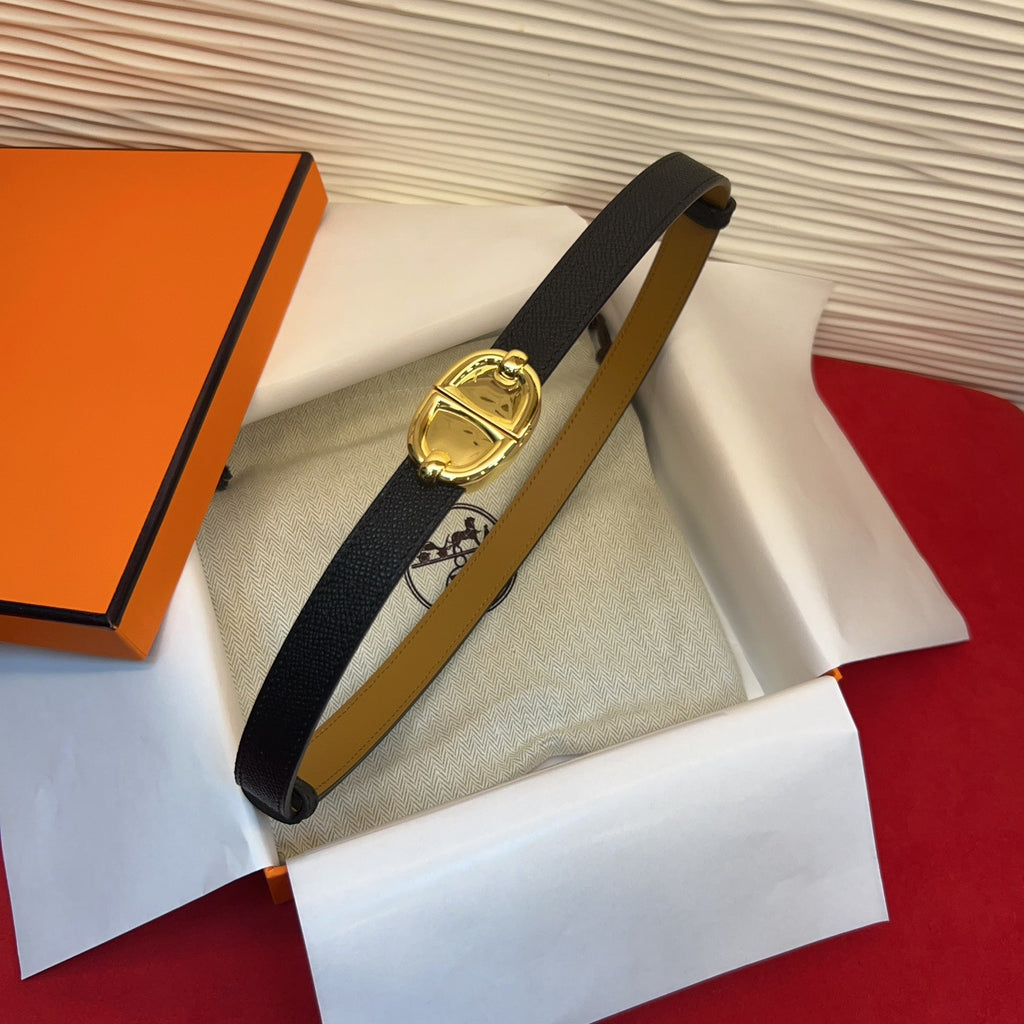 HM Chaine d'Ancre Belt 18MM Black Epsom Calfskin GHW 212443