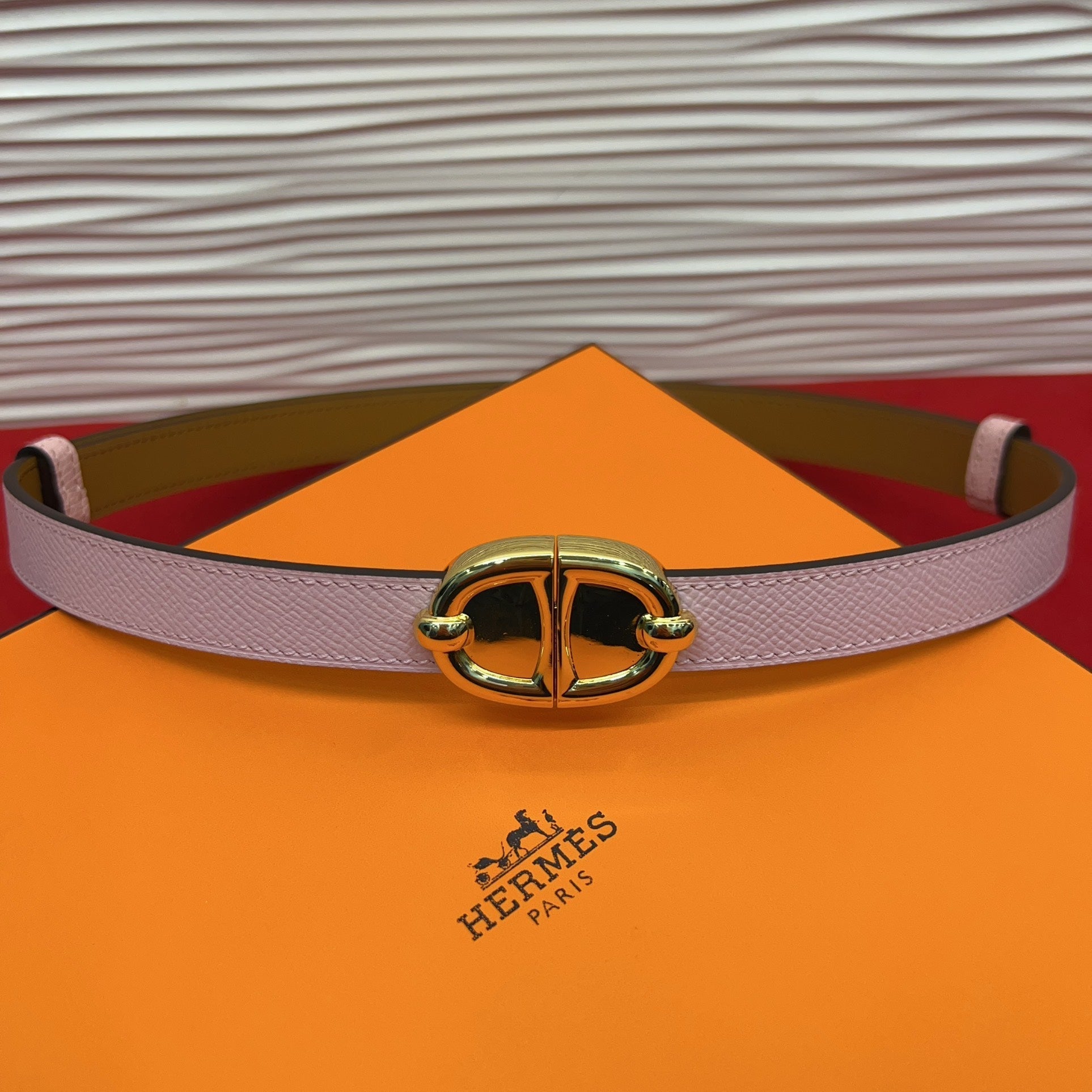 HM Chaine d'Ancre Belt 18MM Pink Epsom Calfskin GHW 212444