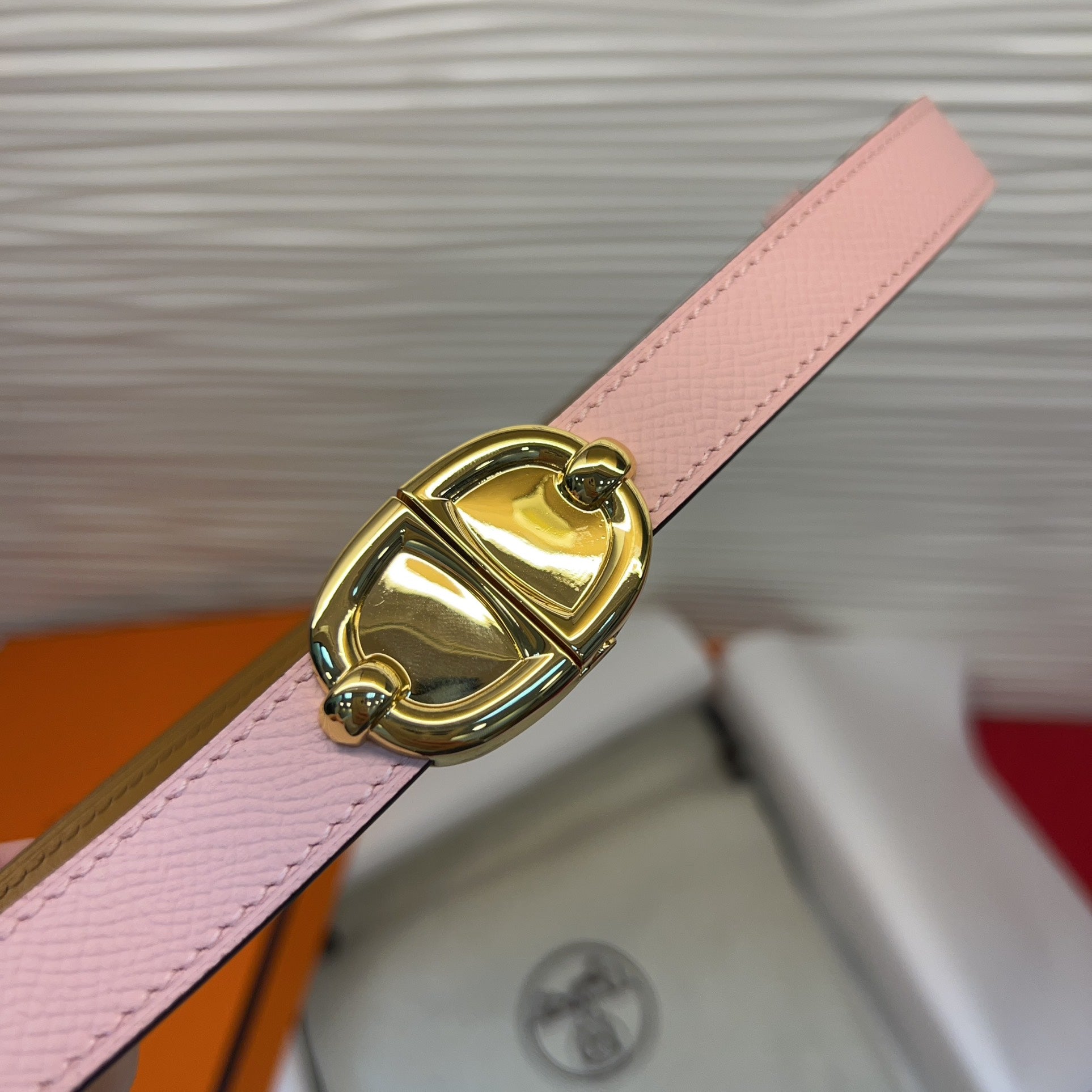 HM Chaine d'Ancre Belt 18MM Pink Epsom Calfskin GHW 212444