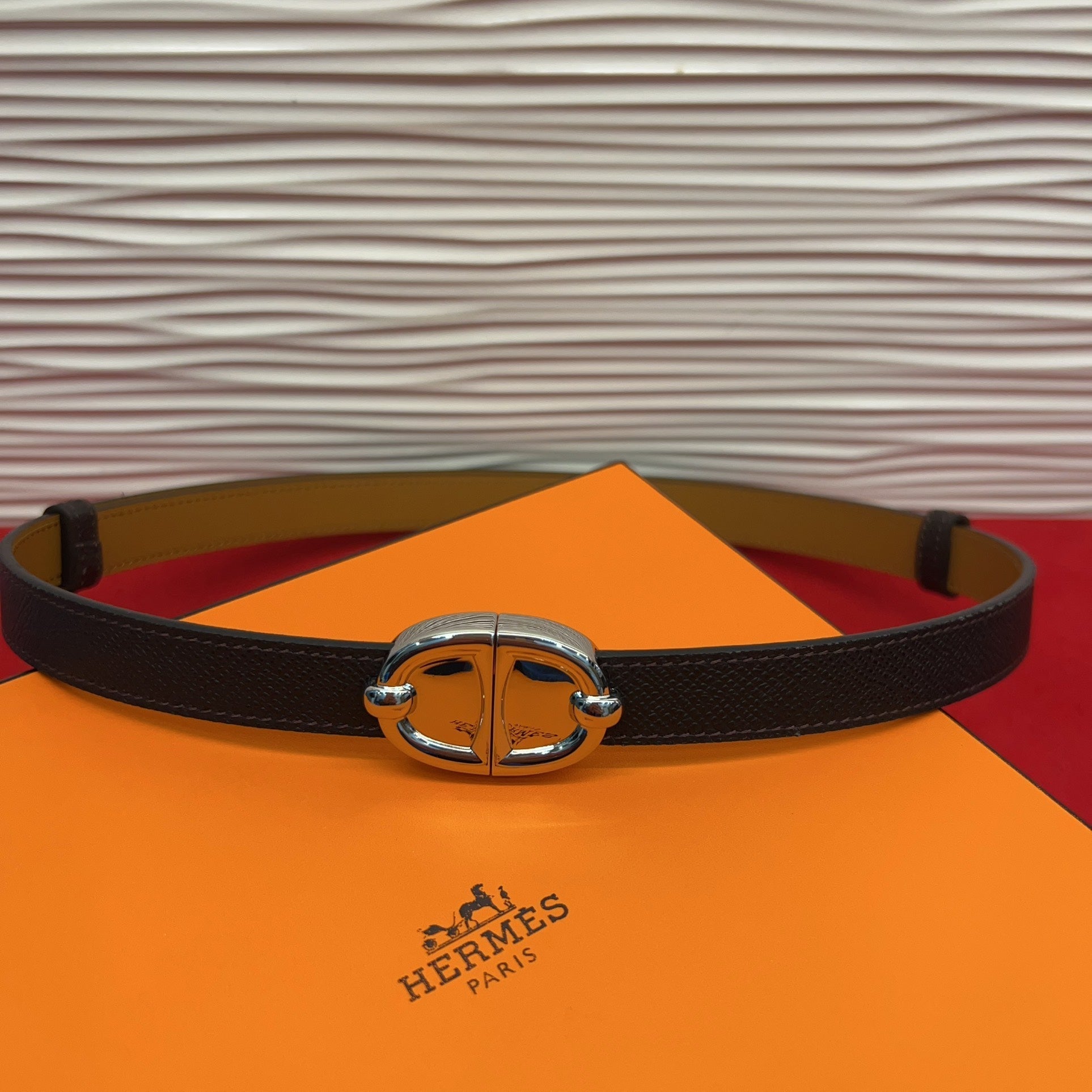HM Chaine d'Ancre Belt 18MM Black Epsom Calfskin SHW 212447