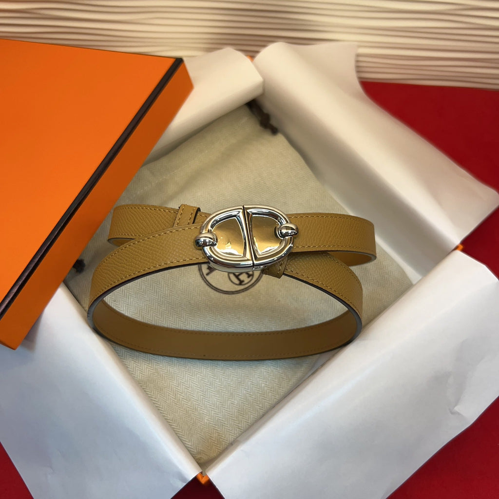 HM Chaine d'Ancre Belt 18MM Brown Epsom Calfskin SHW 212448