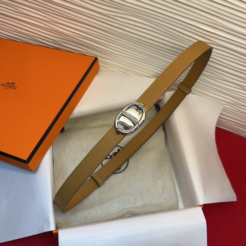 HM Chaine d'Ancre Belt 18MM Brown Epsom Calfskin SHW 212448