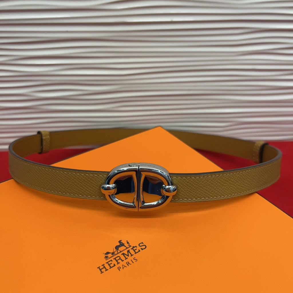 HM Chaine d'Ancre Belt 18MM Brown Epsom Calfskin SHW 212448
