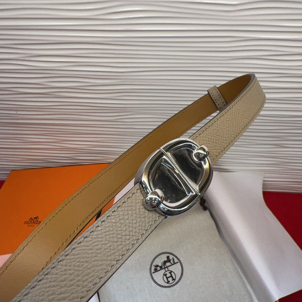 HM Chaine d'Ancre Belt 18MM Grey Epsom Calfskin SHW 212450