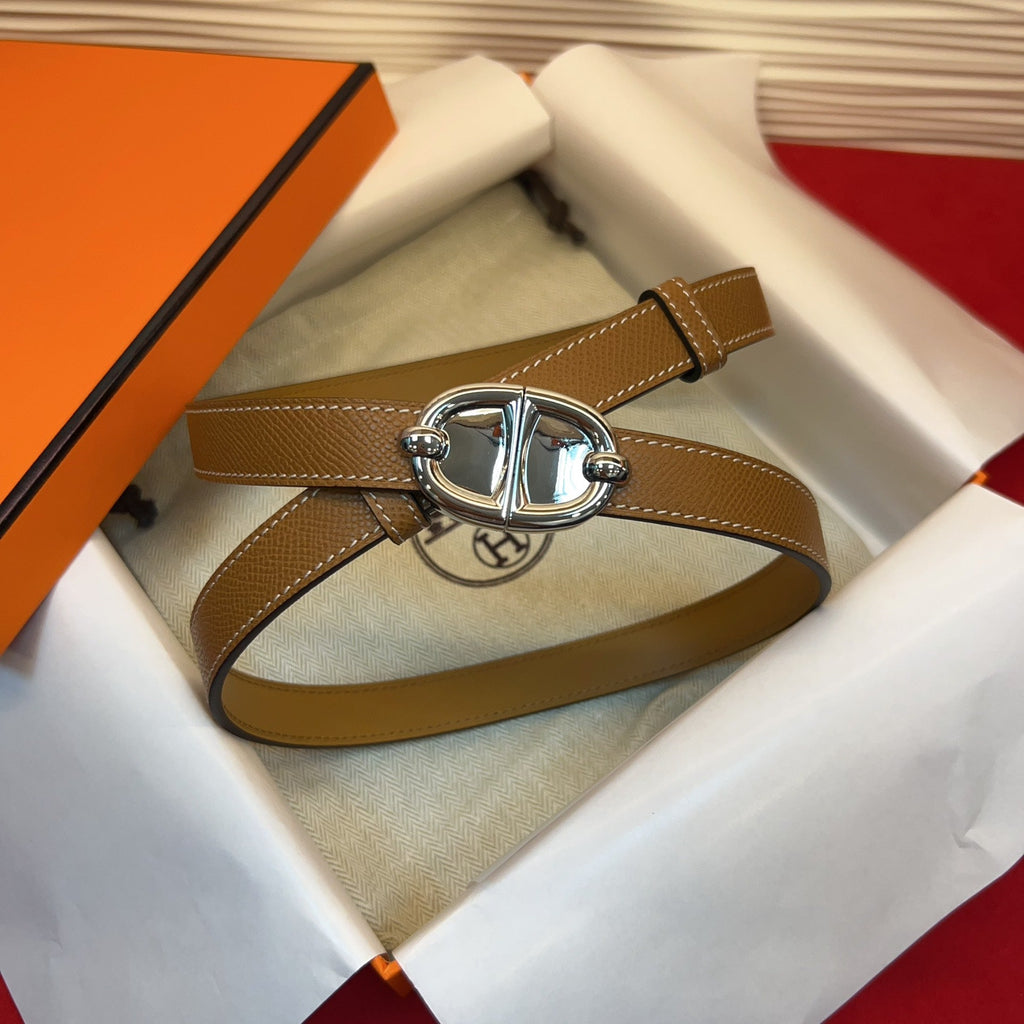 HM Chaine d'Ancre Belt 18MM Dark Brown Epsom Calfskin SHW 212451