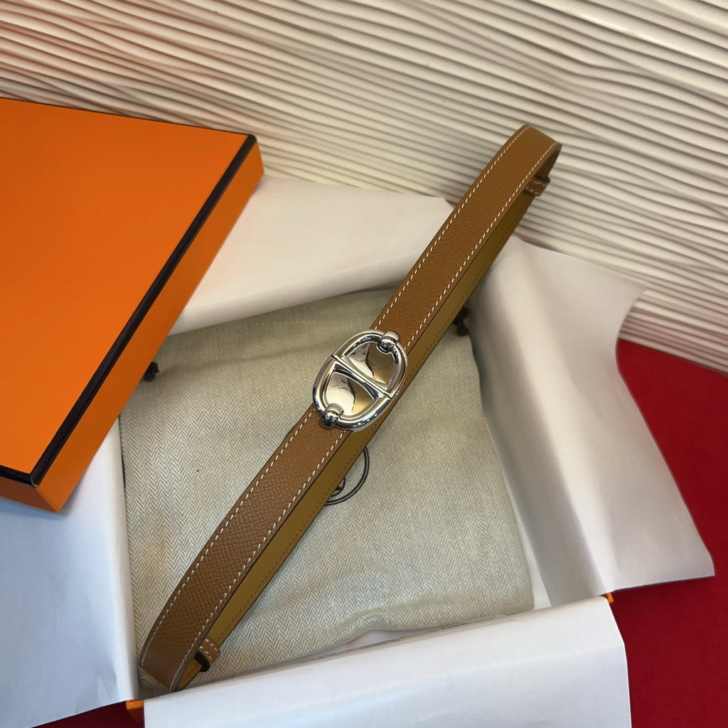 HM Chaine d'Ancre Belt 18MM Dark Brown Epsom Calfskin SHW 212451