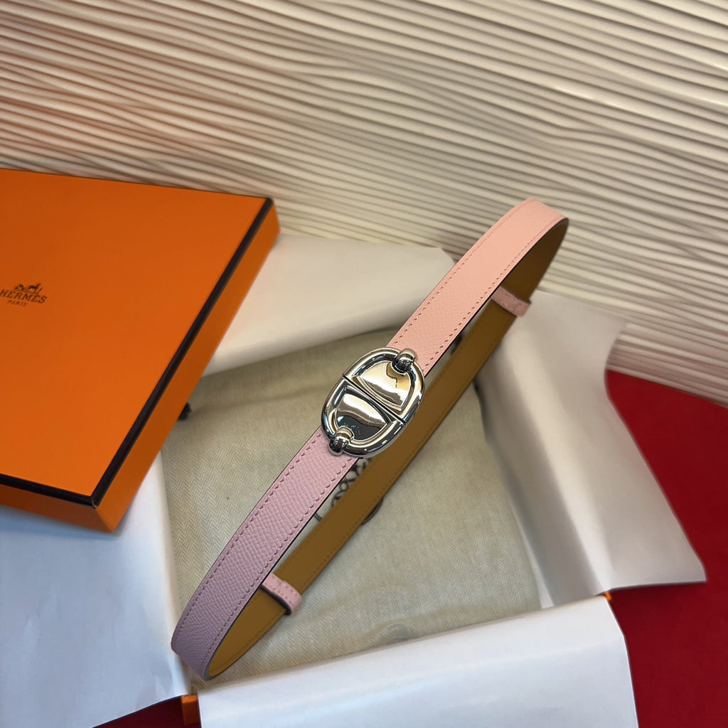 HM Chaine d'Ancre Belt 18MM Pink Epsom Calfskin SHW 212452