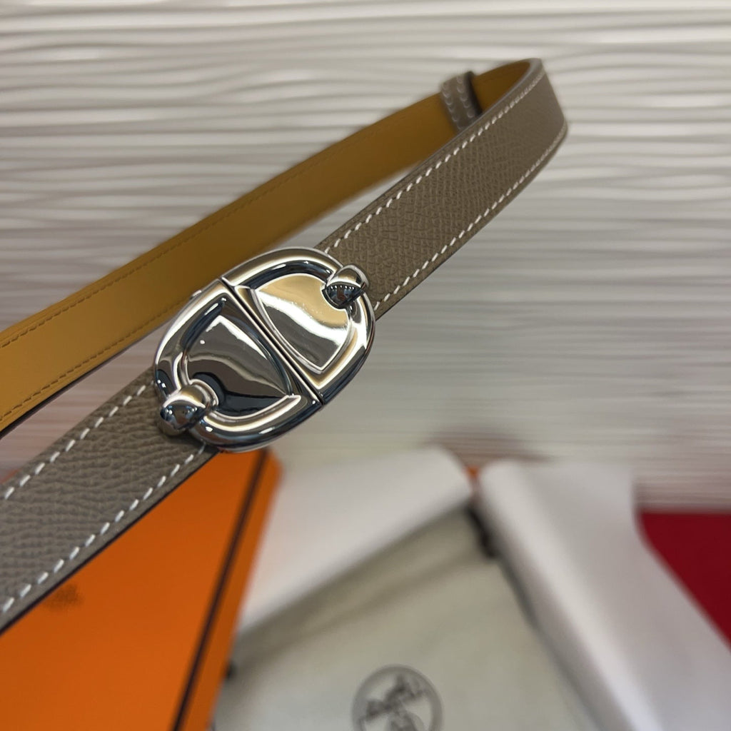 HM Chaine d'Ancre Belt 18MM Dark Grey Epsom Calfskin SHW 212453
