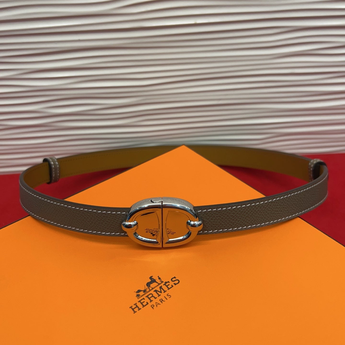 HM Chaine d'Ancre Belt 18MM Dark Grey Epsom Calfskin SHW 212453
