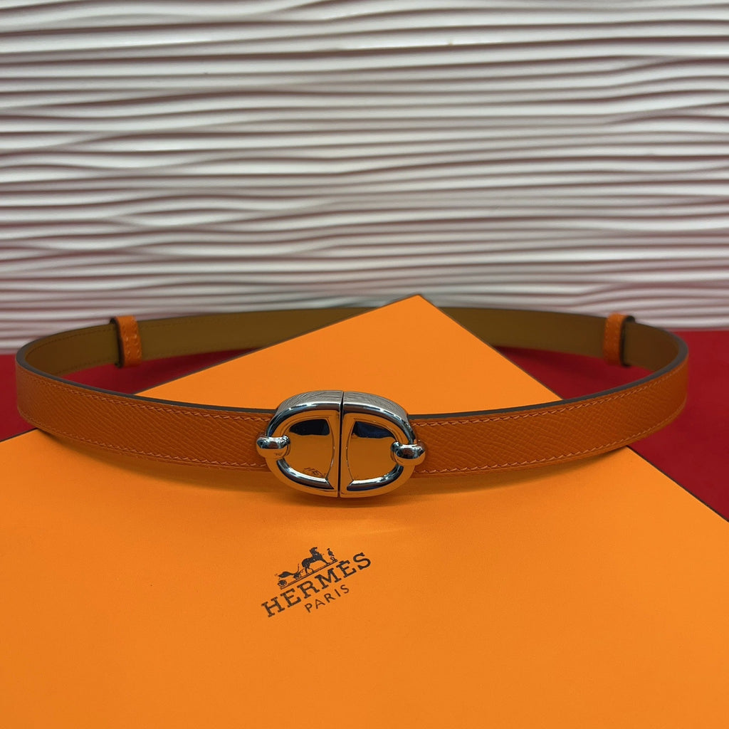 HM Chaine d'Ancre Belt 18MM Orange Epsom Calfskin SHW 212454