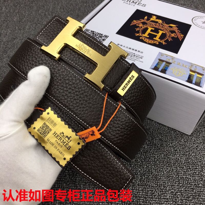 HM Original Belt 38mm Black Cowhide Gold Buckle 620253