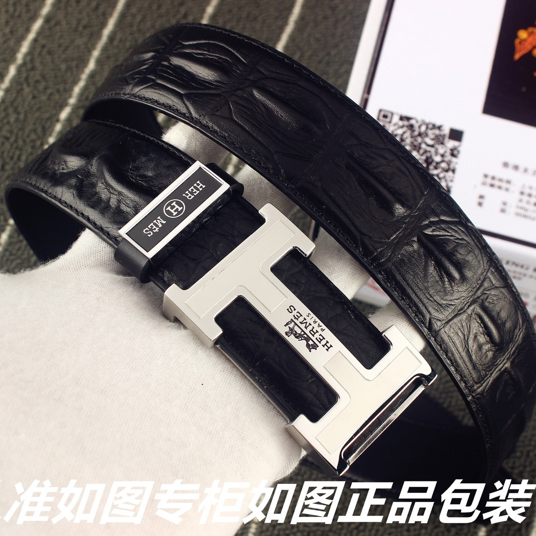 HM Original Belt 38mm Black Epsom Sliver Buckle 620267