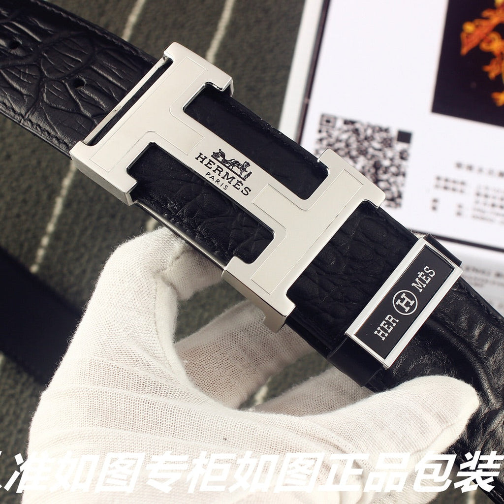 HM Original Belt 38mm Black Epsom Sliver Buckle 620267