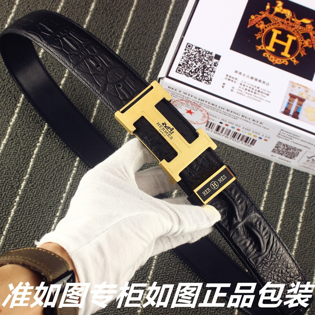 HM Original Belt 38mm Black Epsom Gold Buckle 620266