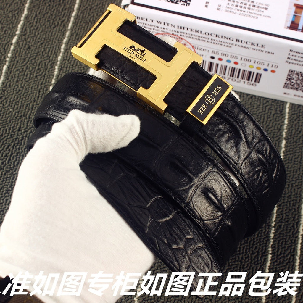 HM Original Belt 38mm Black Epsom Gold Buckle 620266