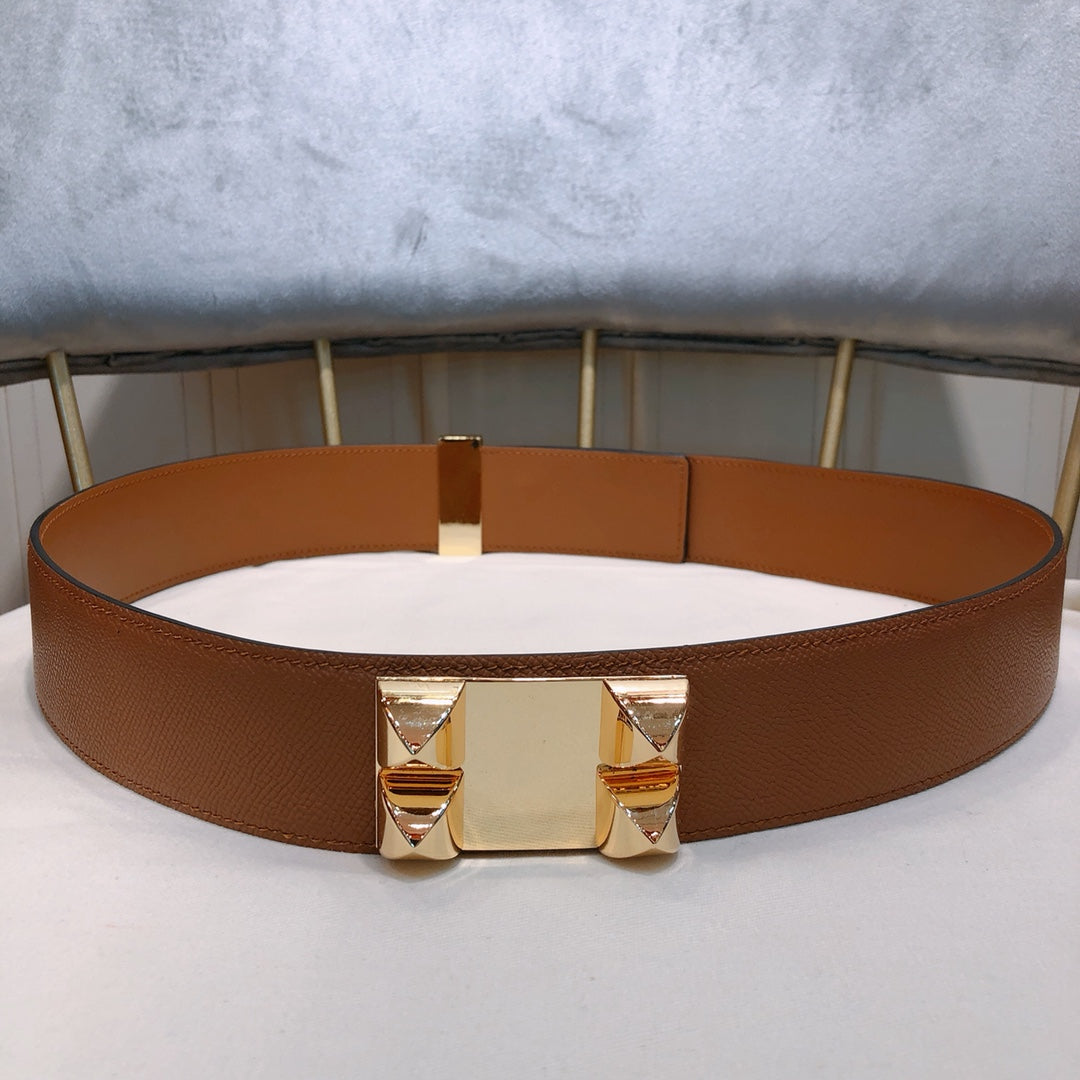 collier de chien belt 45mm brown epsom pink gold buckle