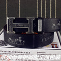 HM Double-sided Belt 38mm Black Cowhide Gold Buckle 620361