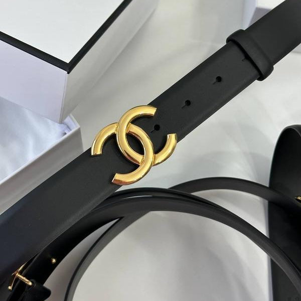 CC 2022 3.0cm Reversible Gold Belt Calfskin Black Calfskin