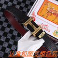 HM Belt 38mm Black Cowhide Leather Gold Buckle 619053