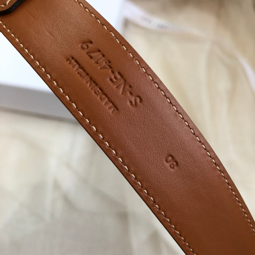 CL Gold 25mm Triomphe Enamel Brown Calfskin 562437