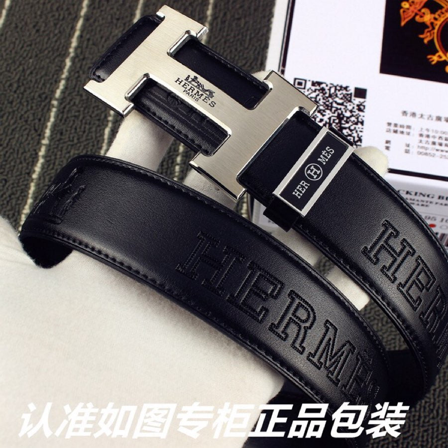 HM Original Belt 38mm Black Cowhide Sliver Buckle 620272