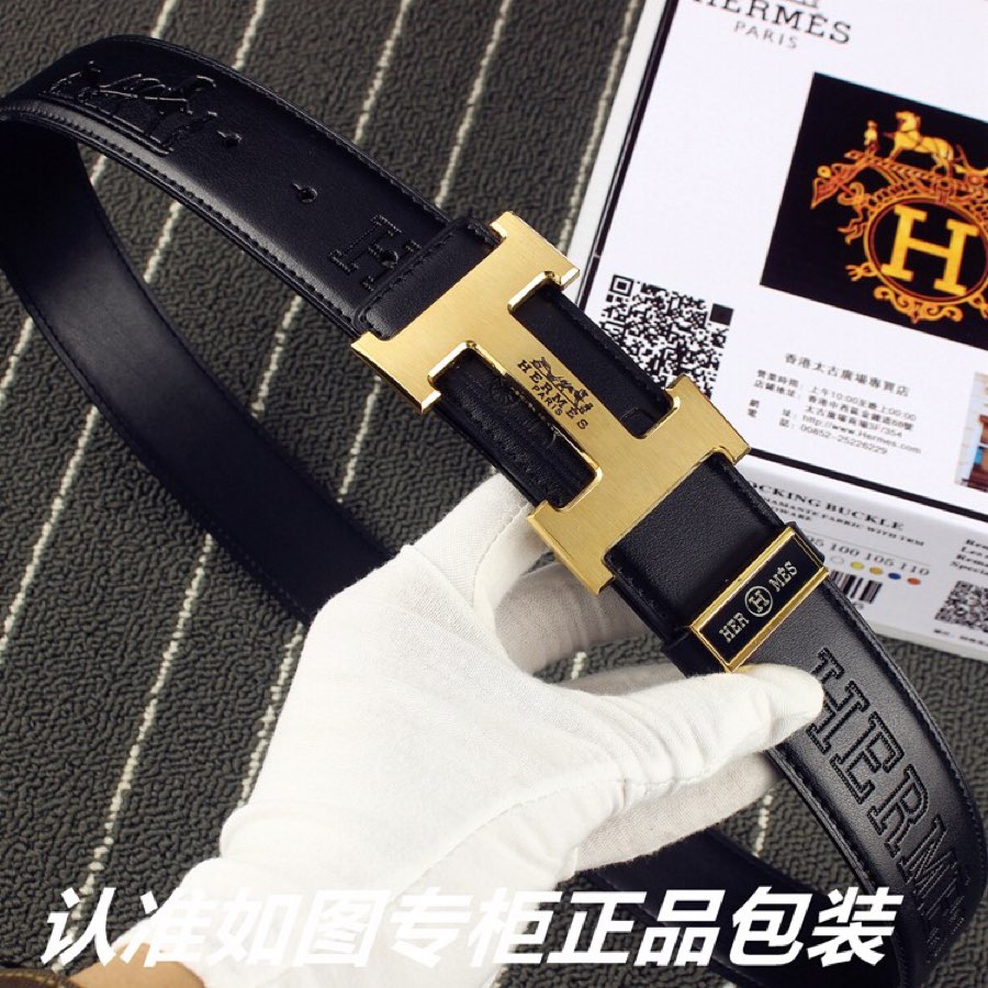 HM Original Belt 38mm Black Cowhide Gold Buckle 620273