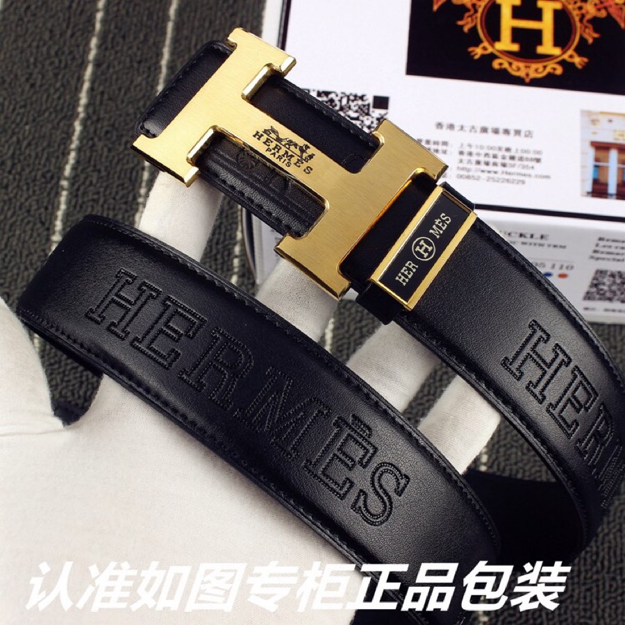 HM Original Belt 38mm Black Cowhide Gold Buckle 620273