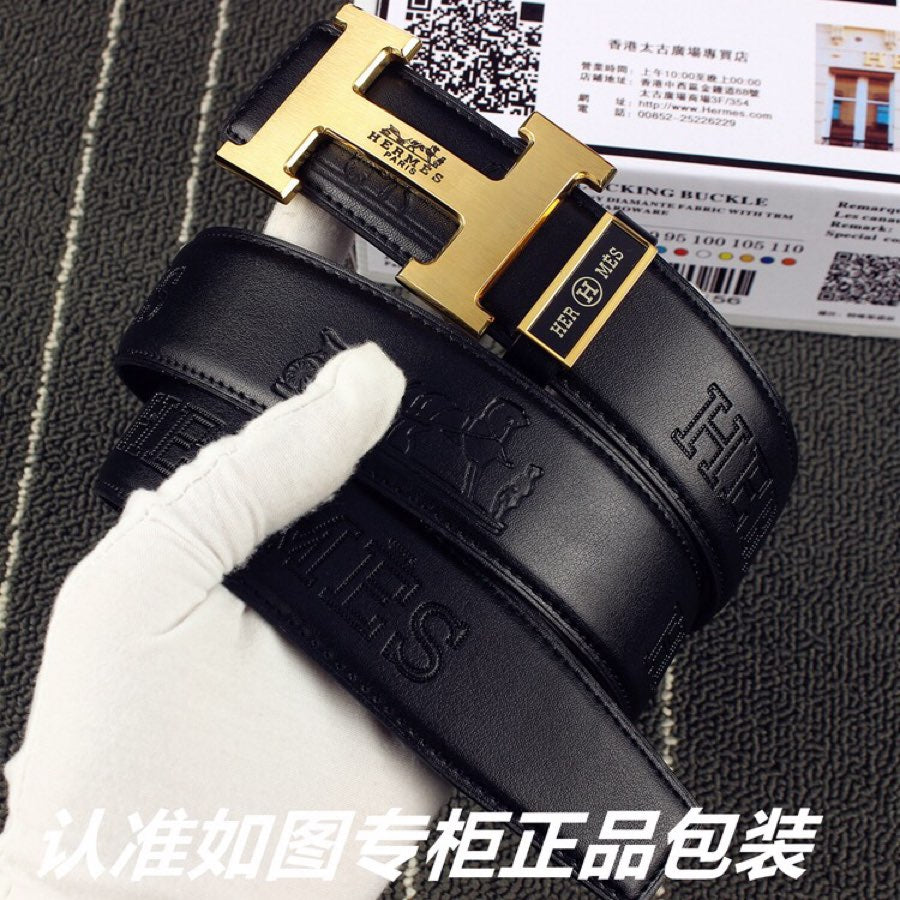 HM Original Belt 38mm Black Cowhide Gold Buckle 620273