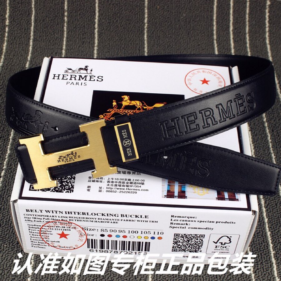 HM Original Belt 38mm Black Cowhide Gold Buckle 620273