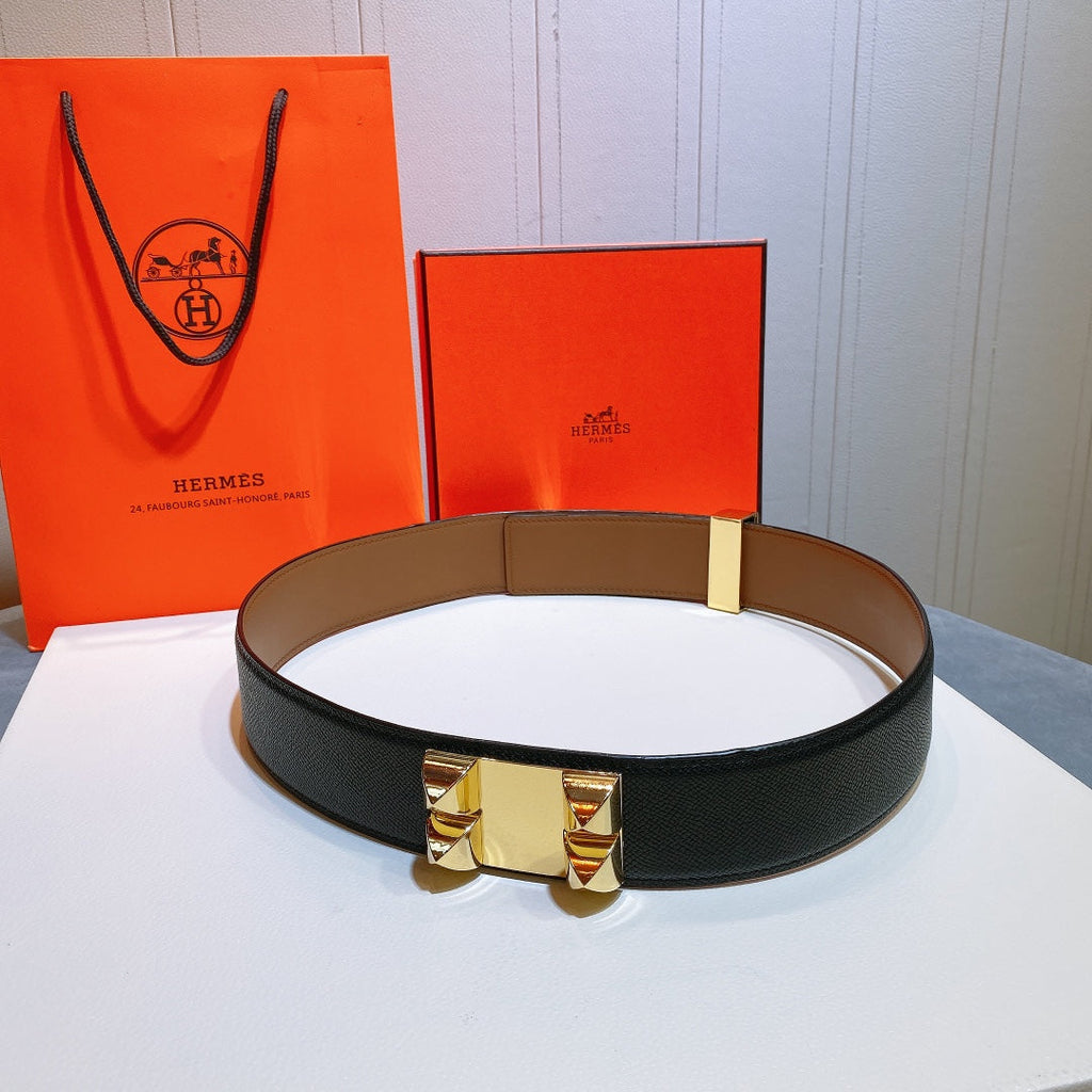 collier de chien belt 45mm black epsom gold buckle