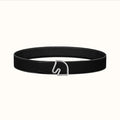 BOUCLE BELT BUCKLE & REVERSIBLE BLACK AND WHITE LEATHER STRAP 38MM SILVER HARDWARE