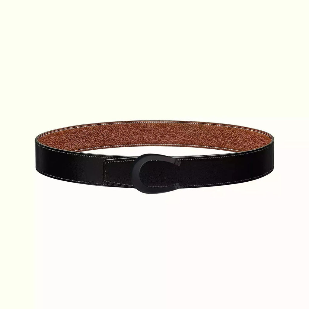 LUCK BELT BUCKLE & REVERSIBLE GINGER ORANGE LEATHER STRAP 38MM BLACK HARDWARE