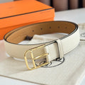 HM ROMAIN 35MM BELT WHITE CREAM LEATHER GOLD HARDWARE
