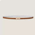 HM FOCUS BUCKLE & REVERSIBLE BRONZE BROWN AND WHITE LEATHER STRAP 13MM COPPER HARDWARE