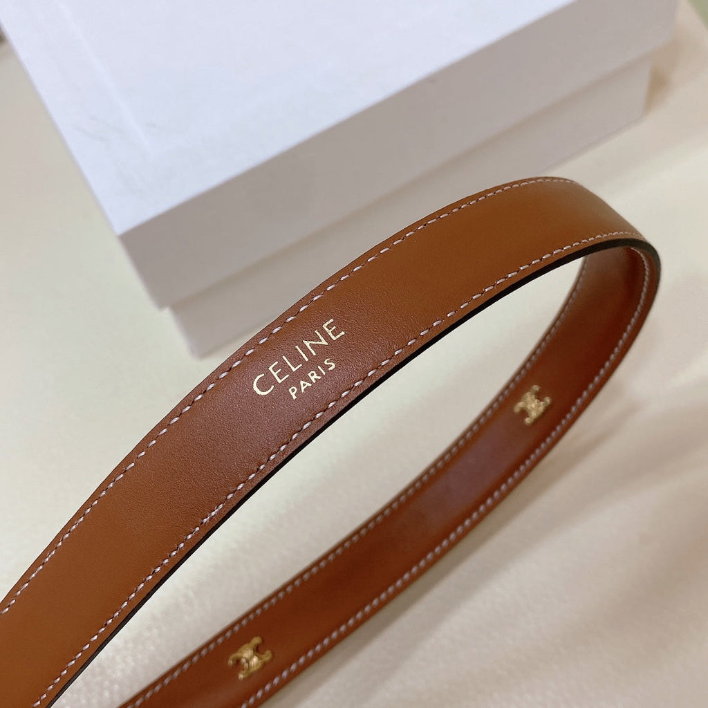 CEL 18mm Gold Triomphe Belt Brown Cowhide 176686