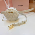 miu white belt 20mm with circle matelasse bag
