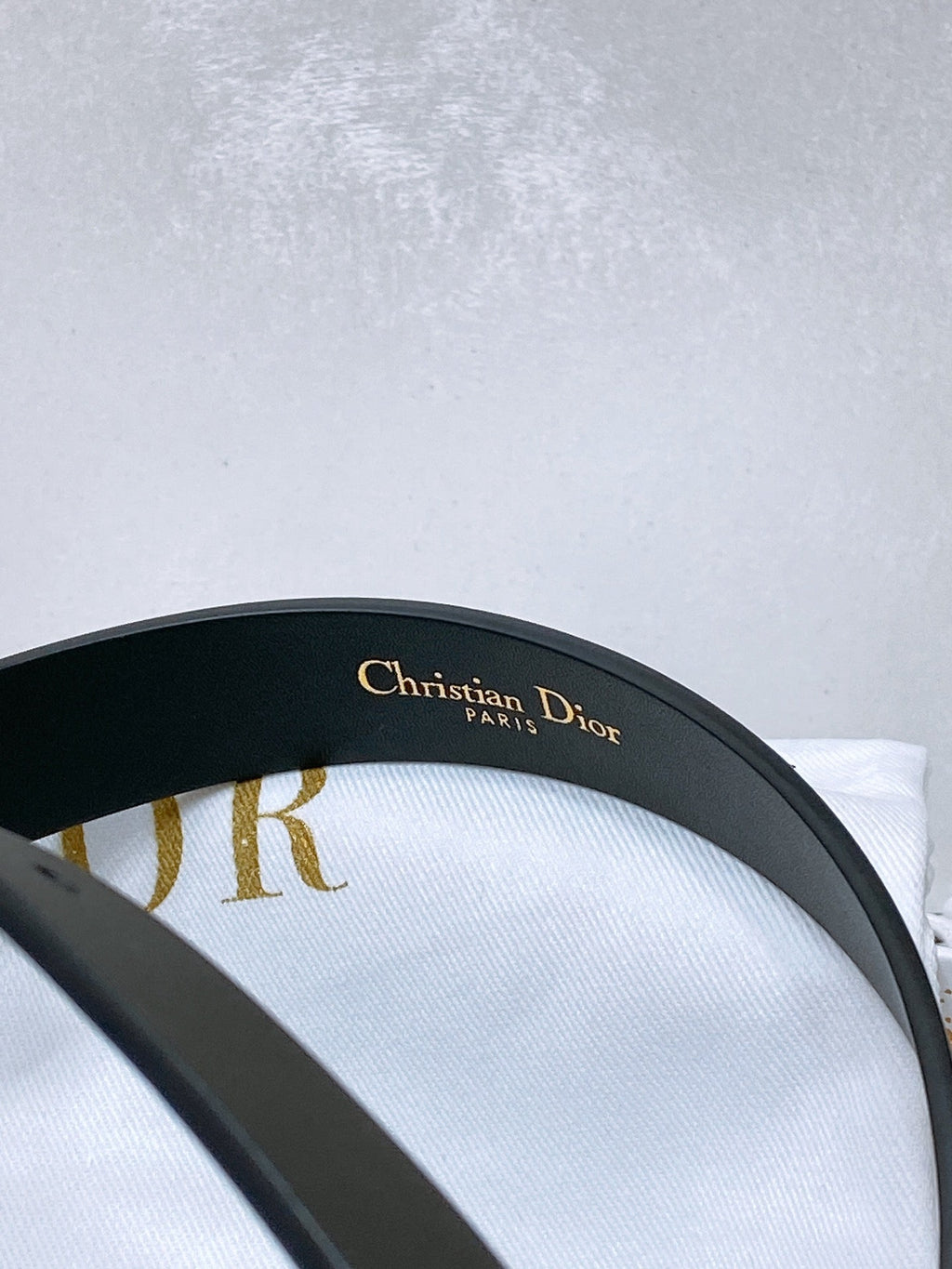 CD Montaigne Belt 20mm Black Calfskin Pearl Gold Buckle