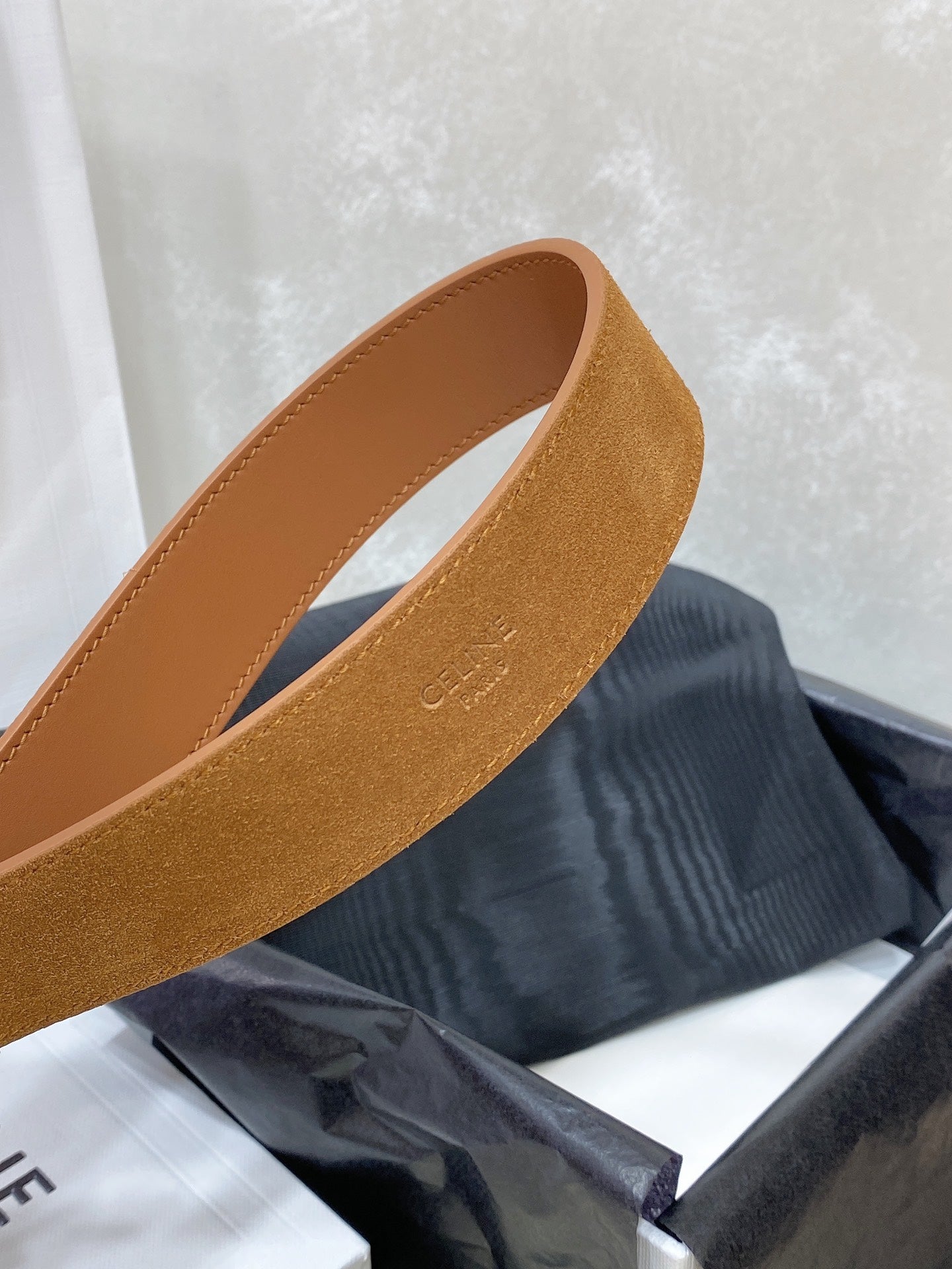 CL LARGE 30 MM TRIOMPHE BELT IN BRONZE BROWN SILVER HARDWARE