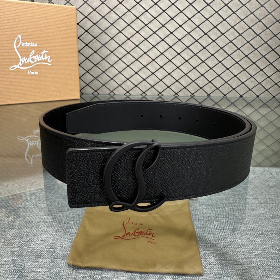 Christian Louboutin Mooncrest Reversible Black Leather Belt