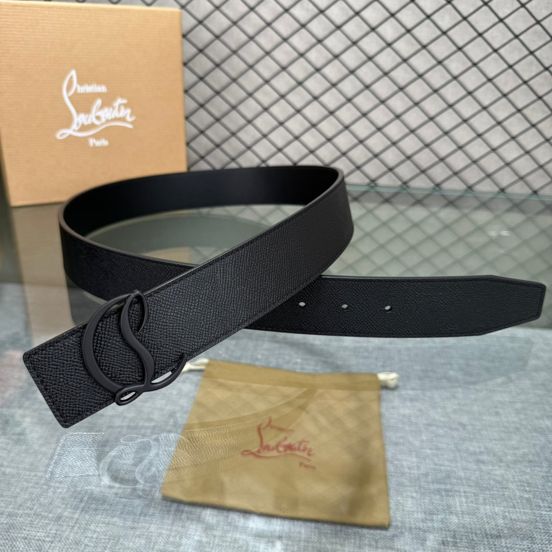 Christian Louboutin Mooncrest Reversible Black Leather Belt
