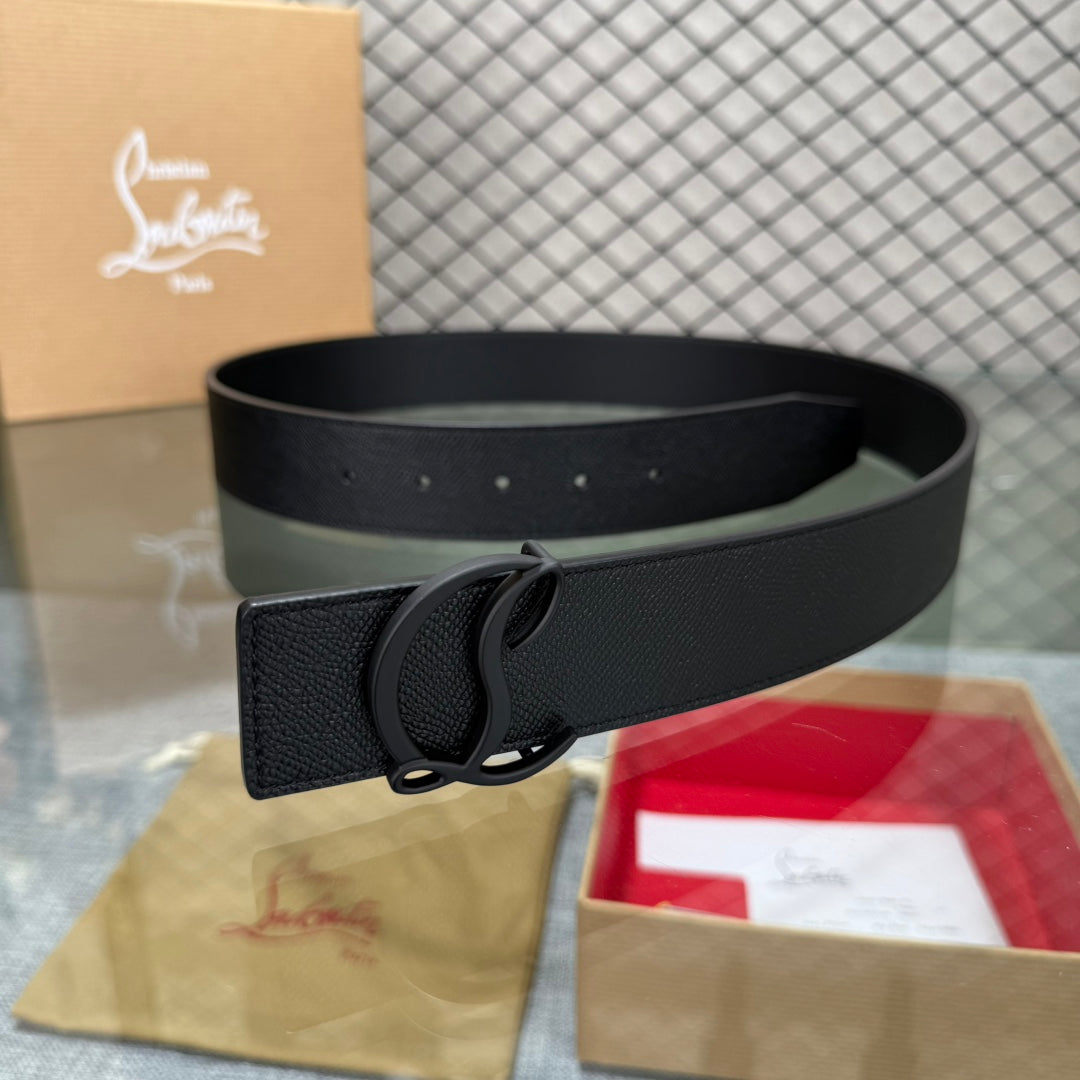 Christian Louboutin Mooncrest Reversible Black Leather Belt