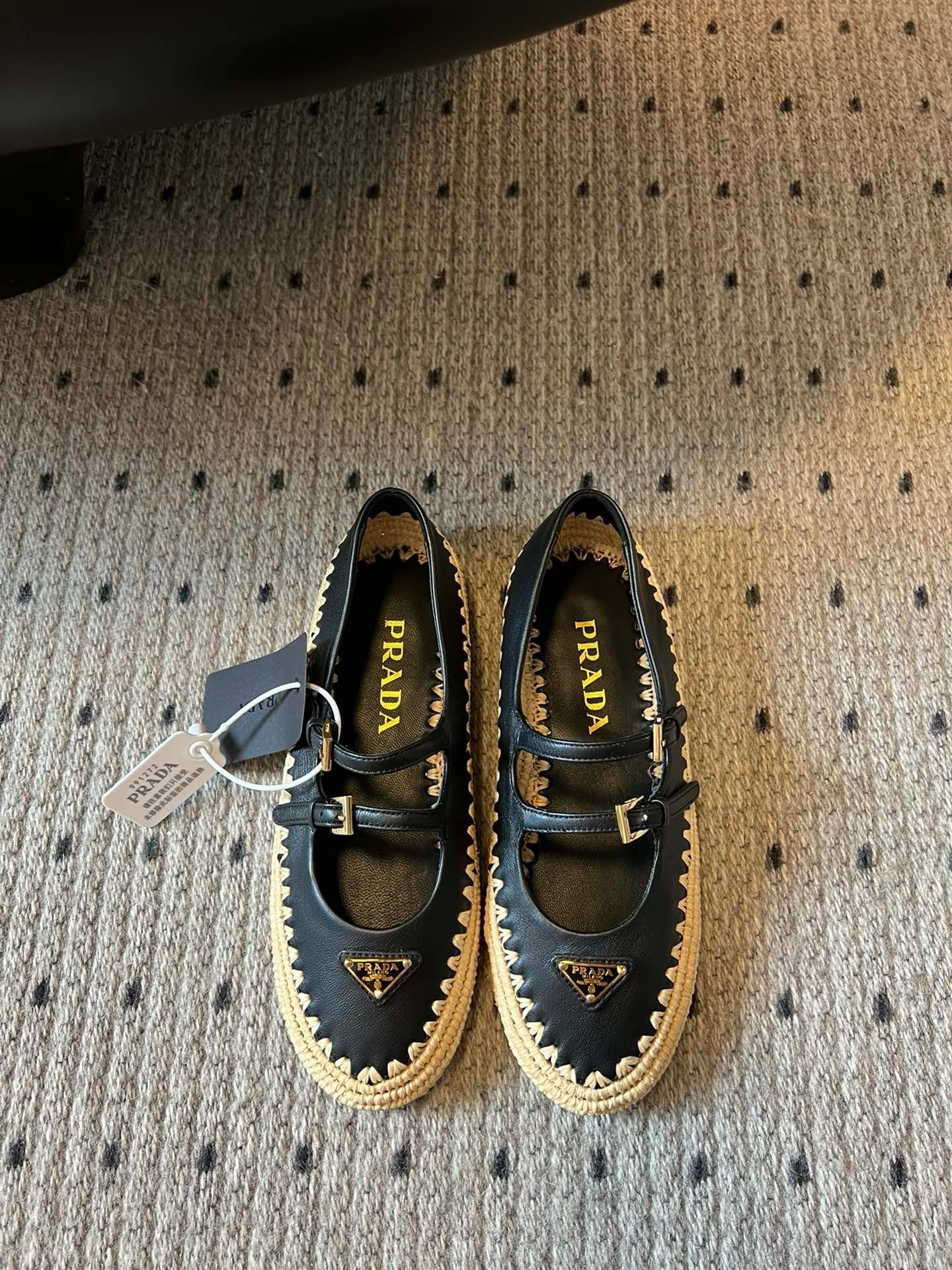 SE1664 Prada Nappa leather and Raffia Ballerinas / Size5-11