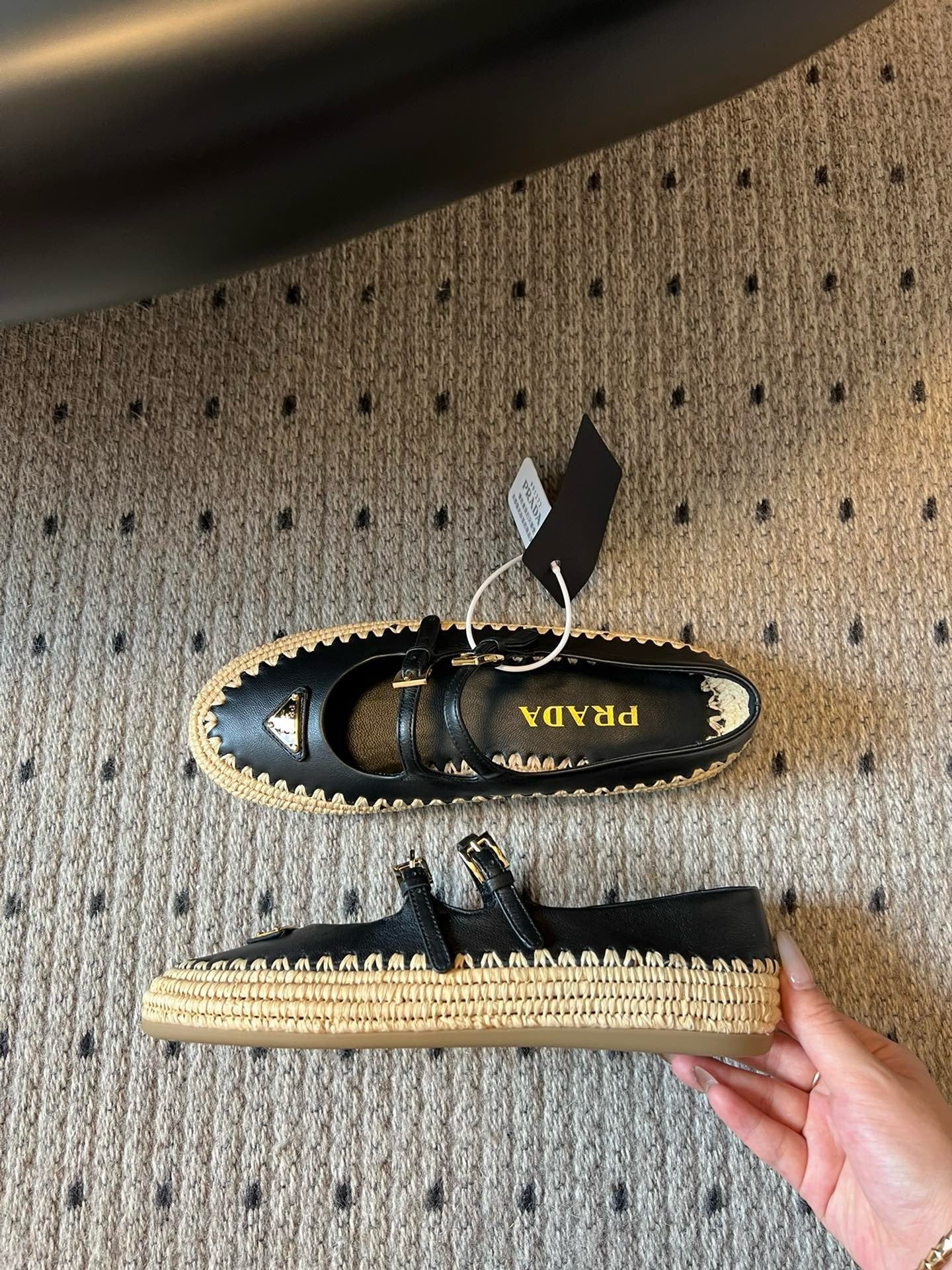 SE1664 Prada Nappa leather and Raffia Ballerinas / Size5-11