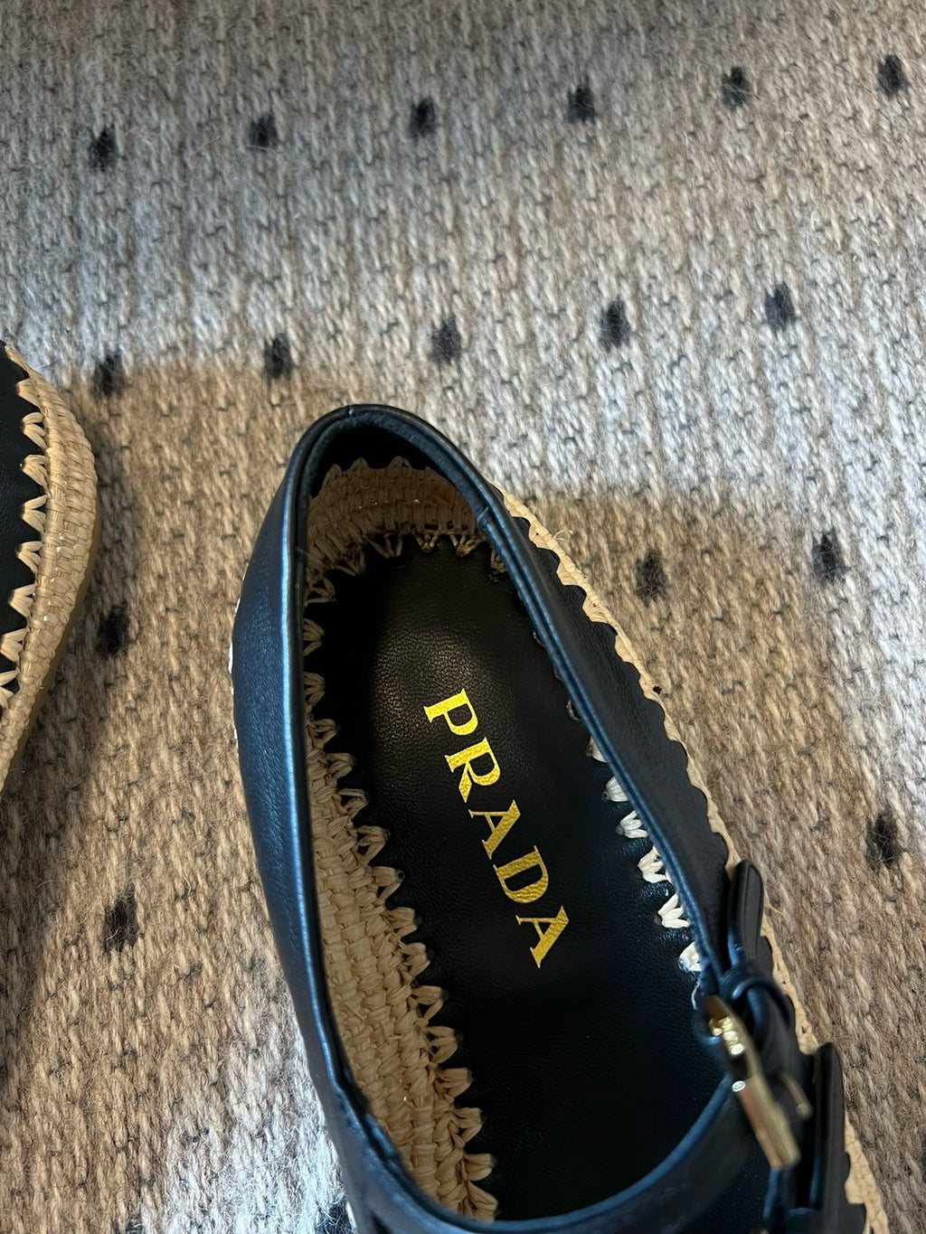 SE1664 Prada Nappa leather and Raffia Ballerinas / Size5-11
